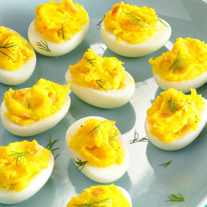 Smoked Salmon Deviled Eggs with Dill