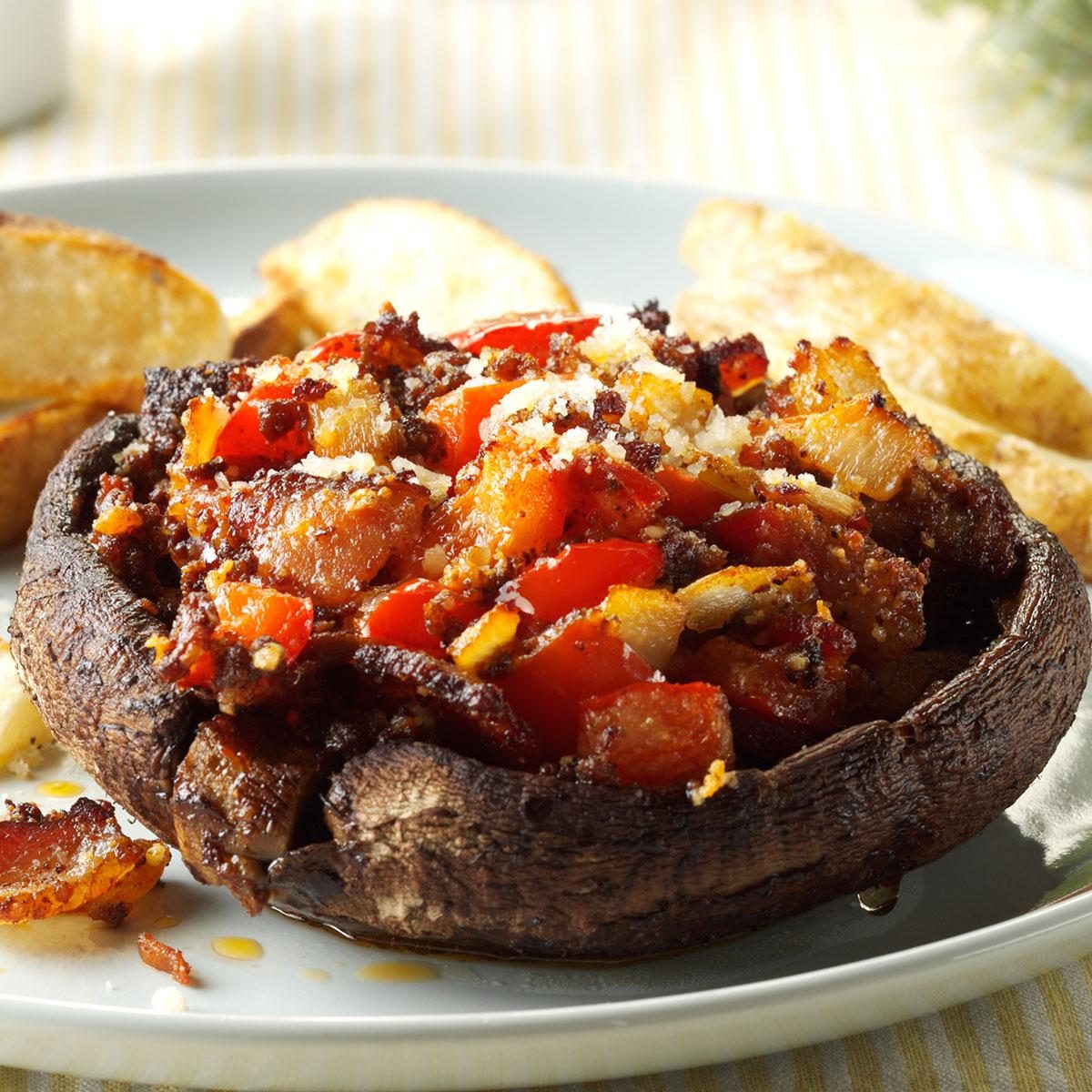 Cedar-Plank Stuffed Portobellos