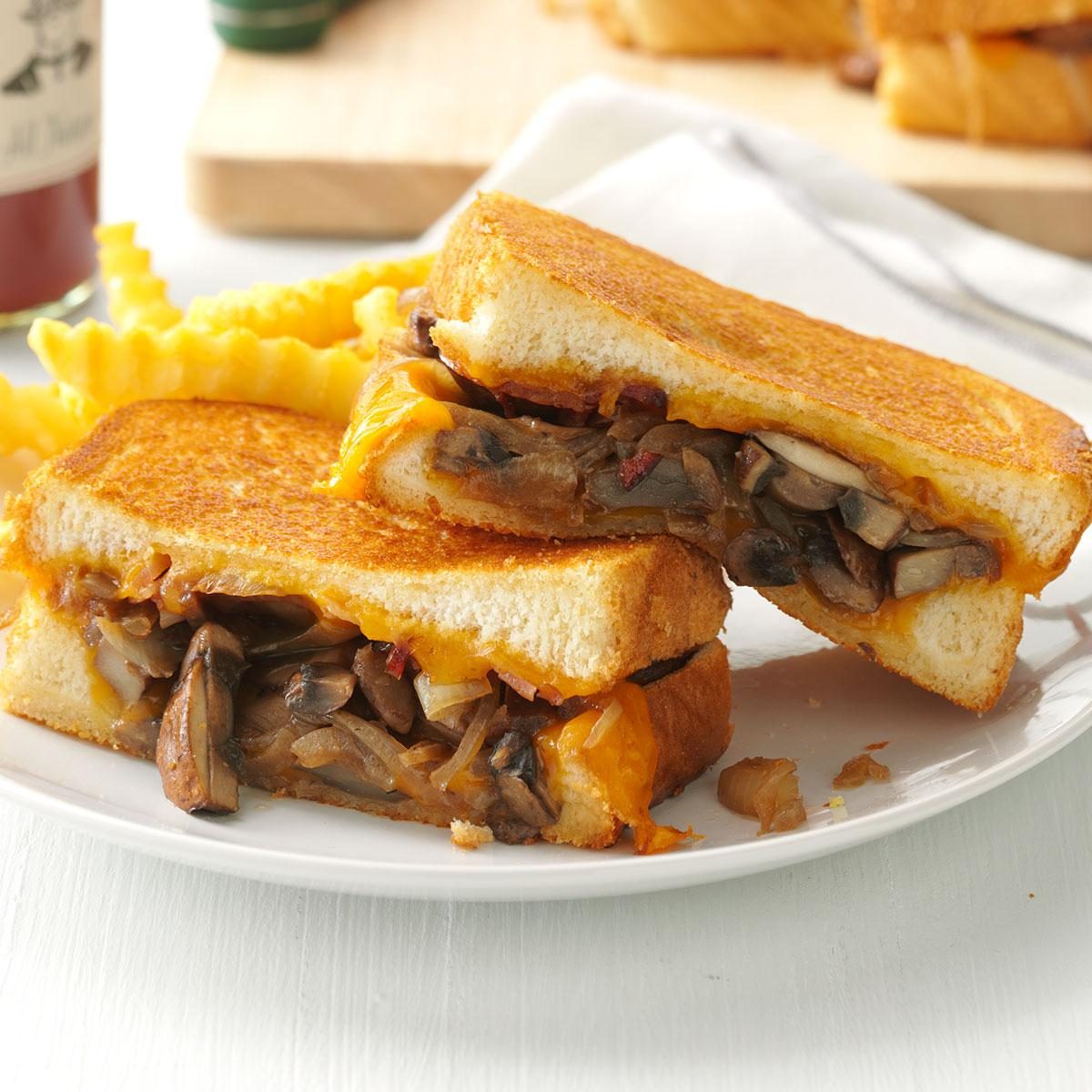 Mushroom & Onion Grilled Cheese Sandwiches