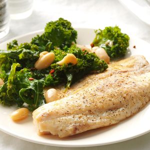 Garlic Tilapia with Spicy Kale