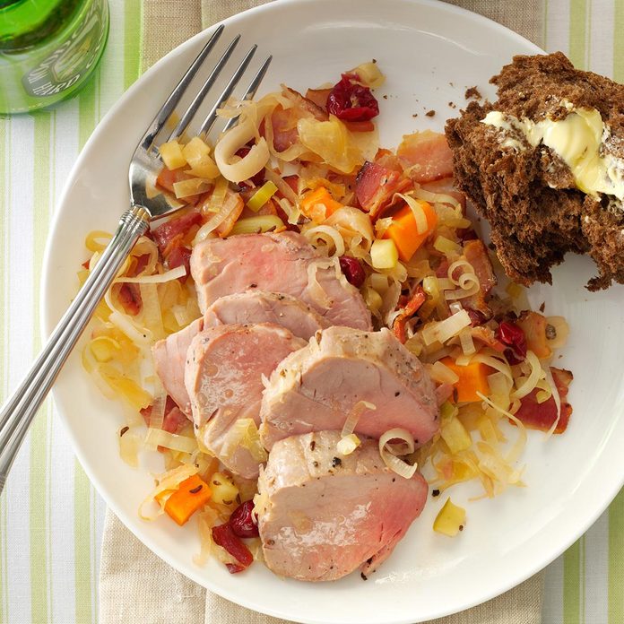 Pork Tenderloin with Cran-Apple Sauerkraut