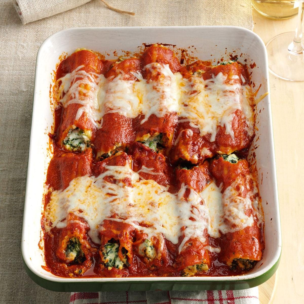 Make-Ahead Spinach Manicotti