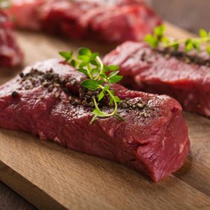 raw beef steaks, meat, red meat
