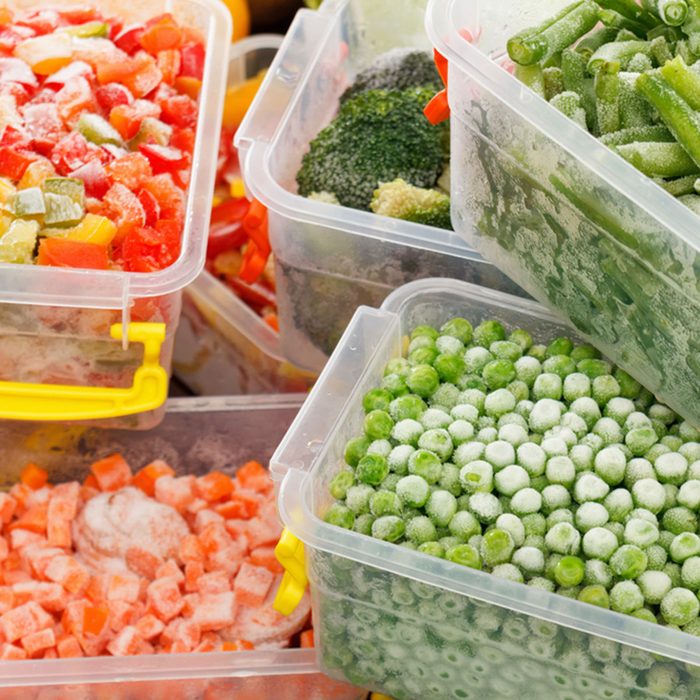 Frozen foods recipes vegetables in plastic containers. Healthy freezer food and meals.; Shutterstock ID 523974097; Job (TFH, TOH, RD, BNB, CWM, CM): Taste of Home