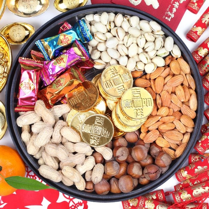 Chinese new year ornaments and candy box.; Shutterstock ID 65268727