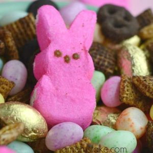 Easter snack mix with pink bunny peeps