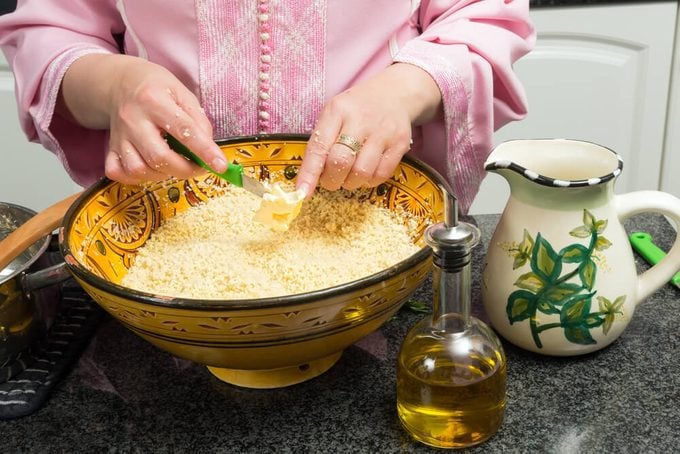 Moroccan couscous being prepared