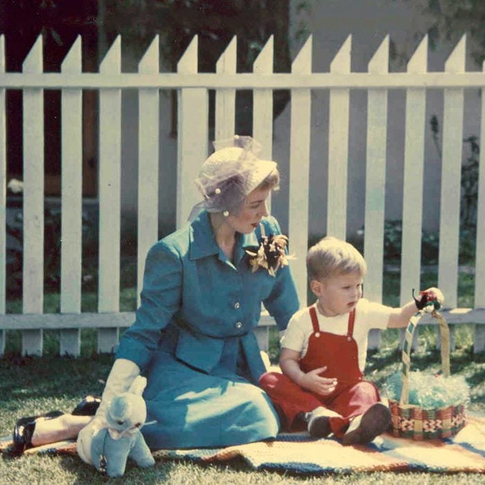 Alice Hurst with her son Tom Hurst at Easter in Inglewood, CA, 1951.
