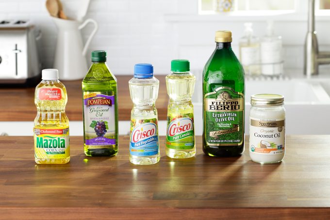 generic cooking oil bottles in kitchen enviro