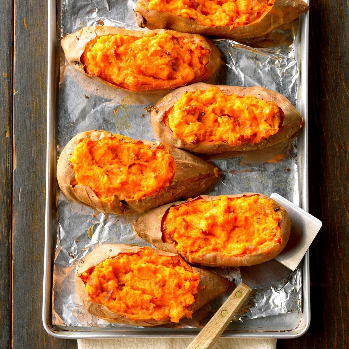 Twice-Baked Sweet Potatoes with Bacon