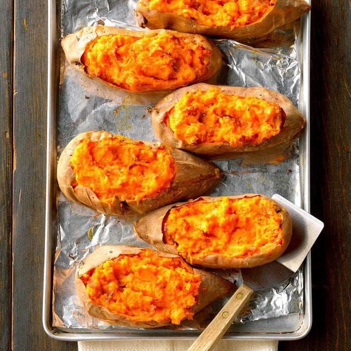 Twice-baked sweet potatoes