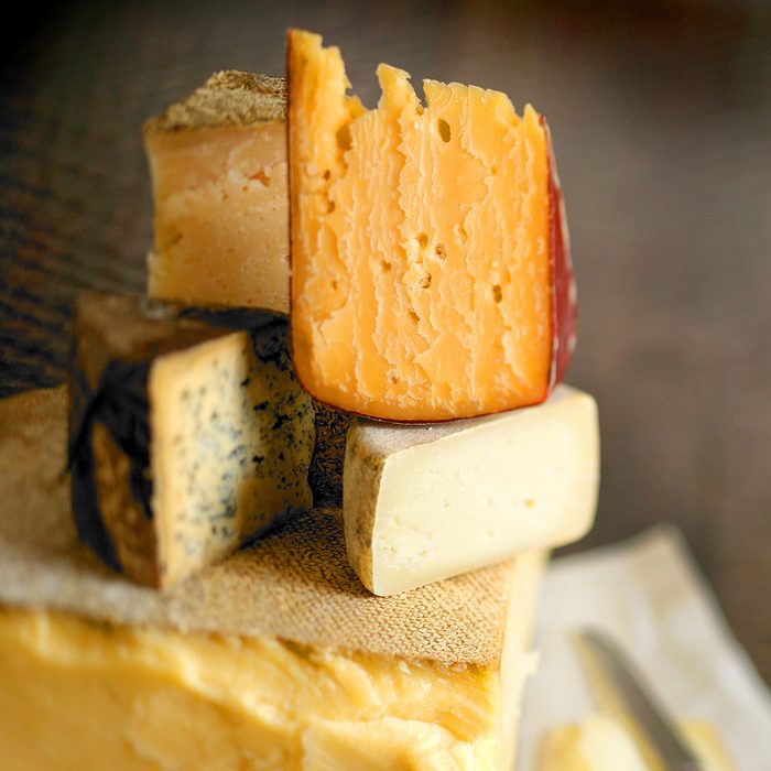 Close up of cheeses