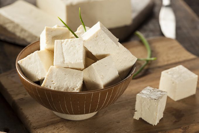 Organic Raw Soy Tofu on a Background