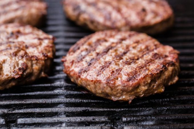 burgers on grill