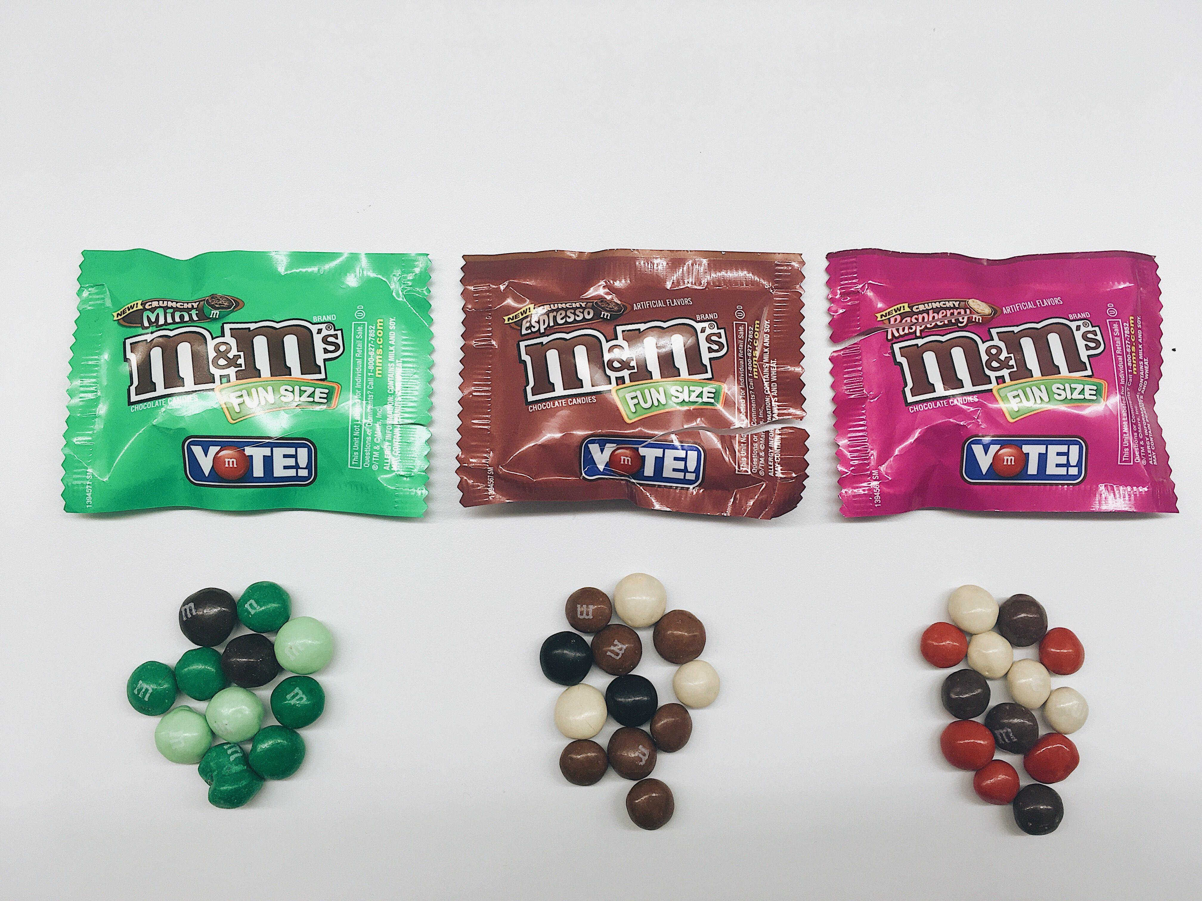 M&M's new crunchy flavors: raspberry, mint and espresso