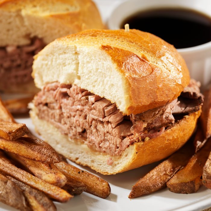 French dip sandwich with fries