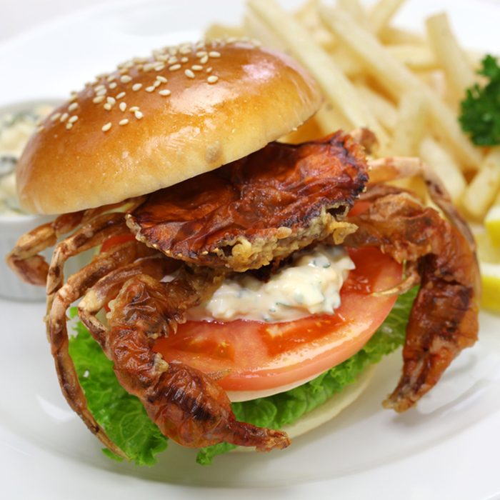 soft shell crab sandwich, spider sandwich