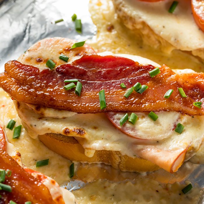 Homemade Baked Kentucky Hot Brown with Bacon Chicken and Cream Sauce
