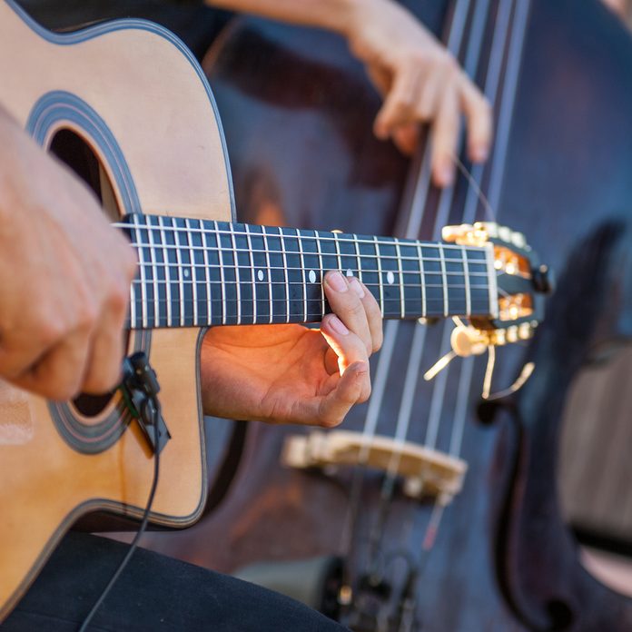 a musician makes his performance during a party