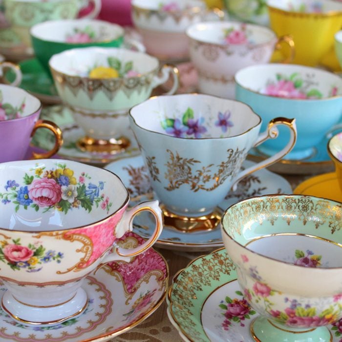 Pretty Pastel Tea Cups in Row - Afternoon Tea Party