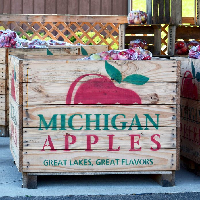Crates of Michigan apples