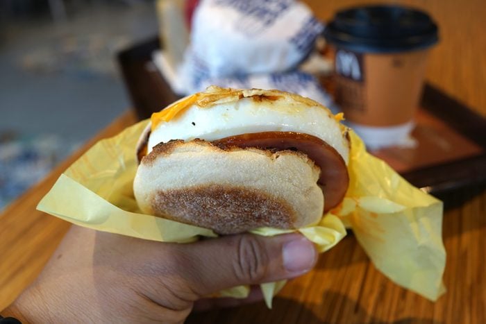 PENANG, MALAYSIA - MAY 16, 2017 : Egg McMuffin with McDonald Premium Roast Coffee is one of the meals choice at McDonald's Weekday Breakfast Specials.; Shutterstock ID 642278161