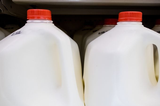 gallon milk jugs at the grocery store