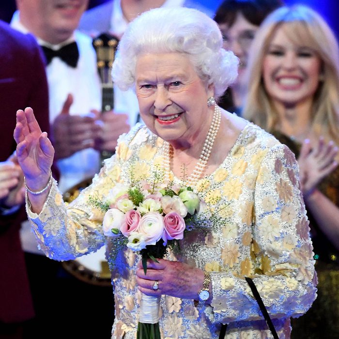 Mandatory Credit: Photo by REX/Shutterstock (9638987bt) Queen Elizabeth II surrounded by guests on stage at the Royal Albert Hall in London during a star-studded concert to celebrate the Queen's 92nd birthday. Queen Elizabeth II 92nd birthday celebration, London, UK - 21 Apr 2018 The RCS is the oldest Commonwealth organisation and is celebrating its 150th anniversary in 2018. Alongside contemporary performances, songs from classic musicals are performed. Performers include Sir Tom Jones, Kylie Minogue, Sting and Shaggy, Shawn Mendes, Ladysmith Black Mambazo, Anne-Marie, Craig David and Donel Mangena.