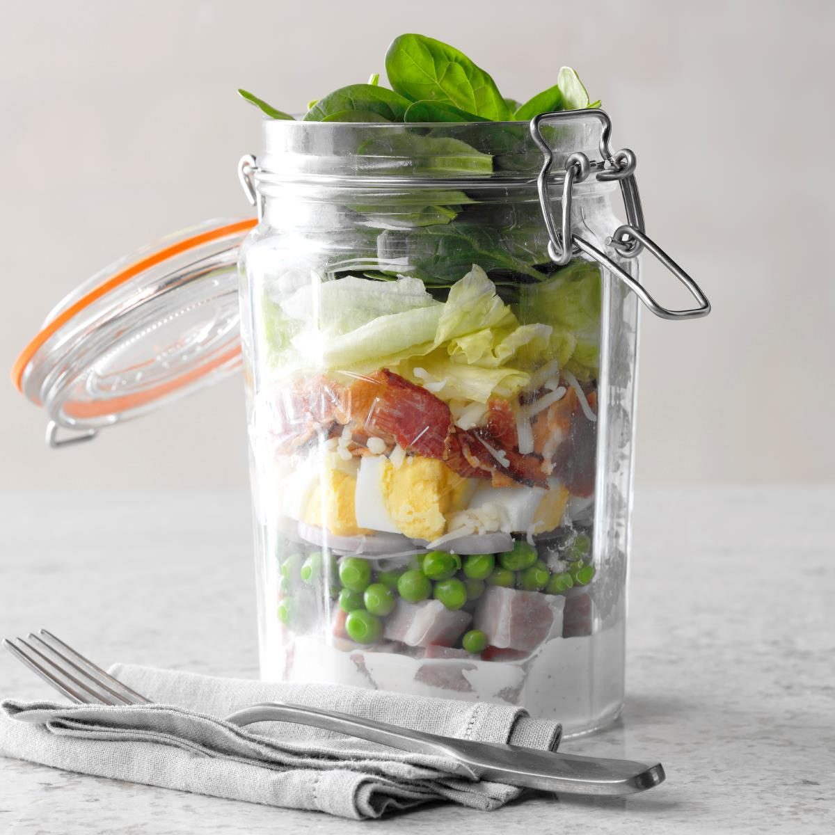 Ham and Swiss Salad in a Jar