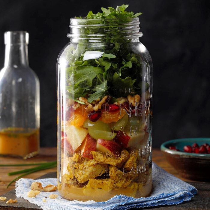 Turkey and Apple Arugula Salad in a Jar