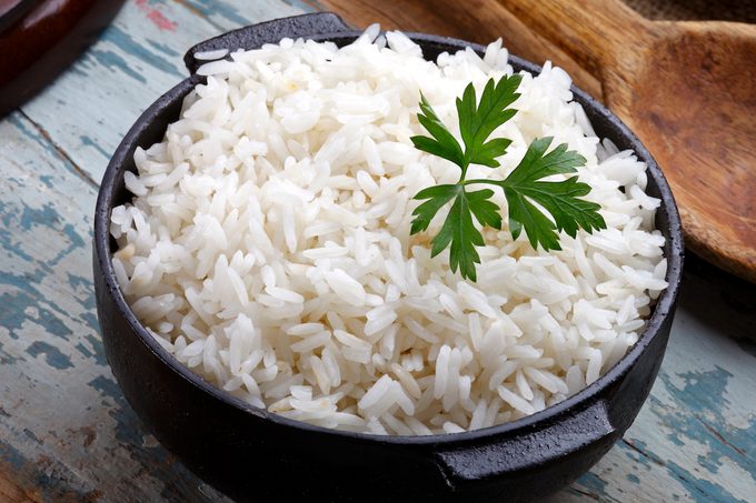Cooked basmati rice.