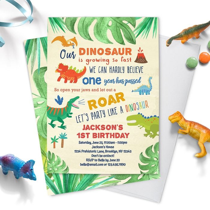 Editable Dinosaur Birthday Invitation
