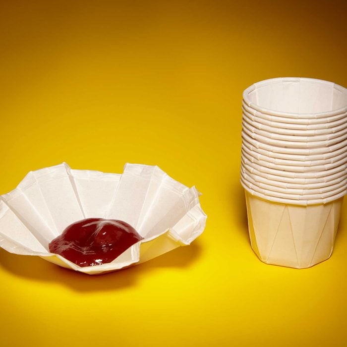 Unfolded ketchup cup