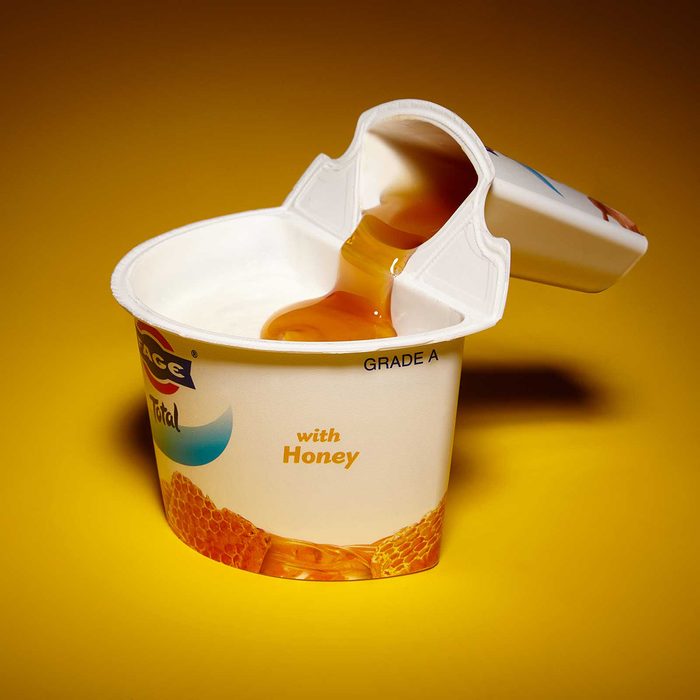 Yogurt container bent in half