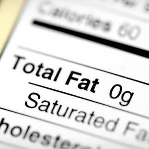 Nutritional label with focus on fats.; Shutterstock ID 10679779;