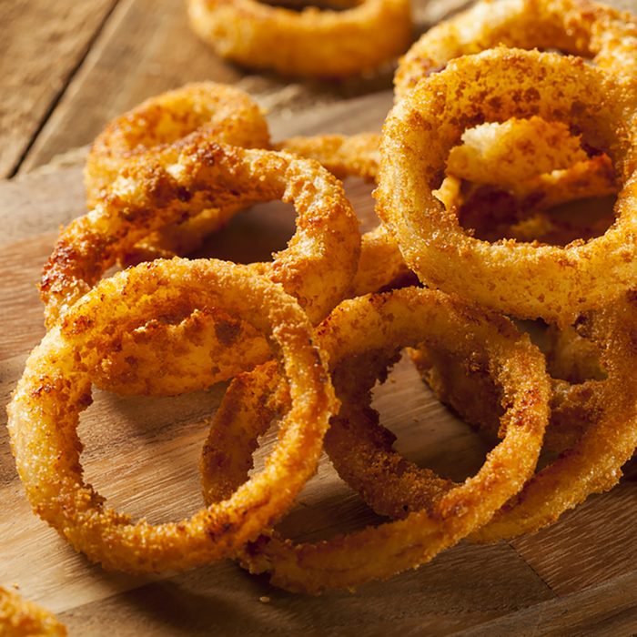 Homemade Crunchy Fried Onion Rings with Ketchup