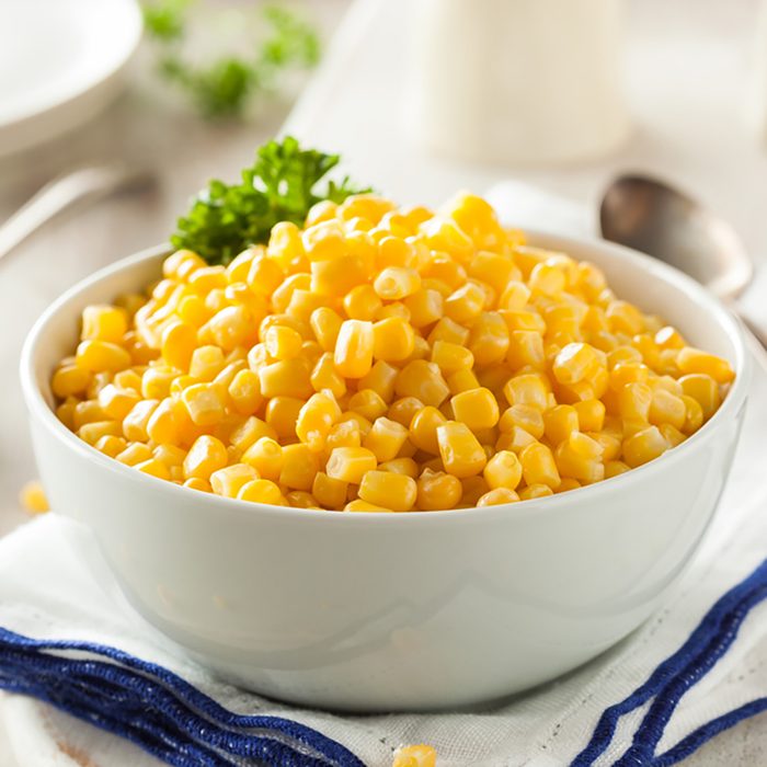 Organic Yellow Steamed Corn in a Bowl