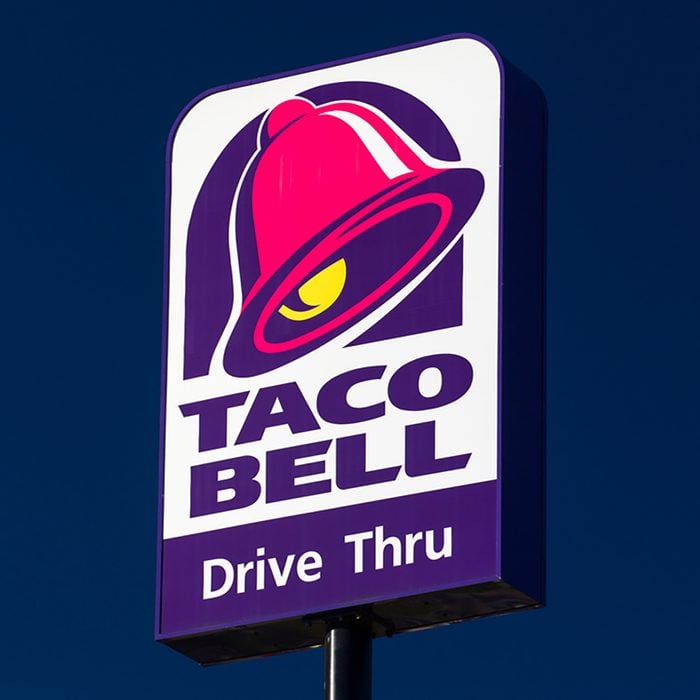 Taco Bell Restaurant sign and logo.