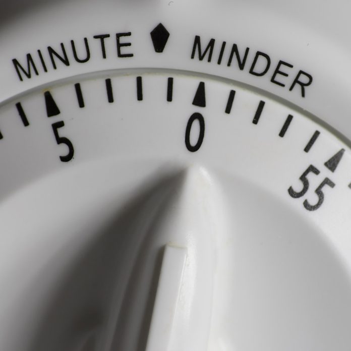 Close-up of the dial of a cooking timer