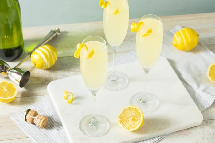 Boozy Bubbly Lemon French 75 Cocktail with Champagne