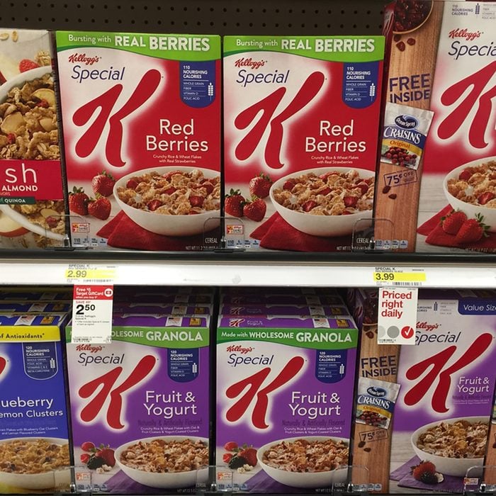 2017 November 9 - Crystal, MN: Special K Cereal by Kellogg's, several cereal varieties on display for sale, including Red Berries and Fruit and Yogurt, at a Target store; Shutterstock ID 751831915; Job (TFH, TOH, RD, BNB, CWM, CM): Taste of Home