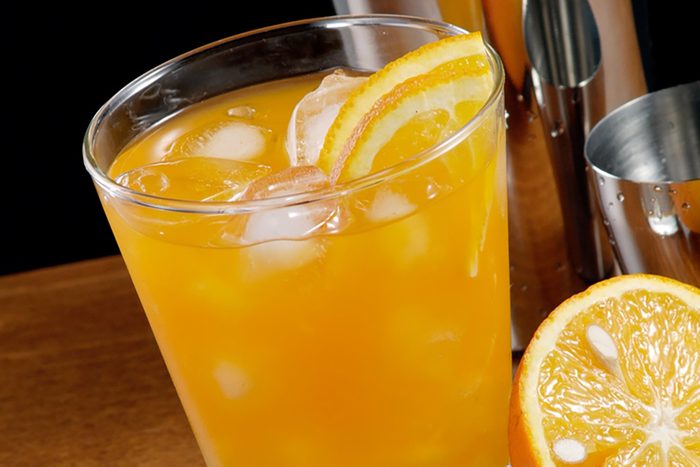 Cold cocktail with orange