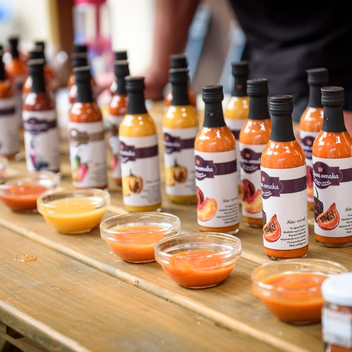 Ljubljana, Slovenia - September 17, 2016: 2nd Chili - Hot Pepper Festival Fair in Lepa Zoga. Different Hot Sauce makers present their products to the public. Fotrovi ciliji hot sauce.
