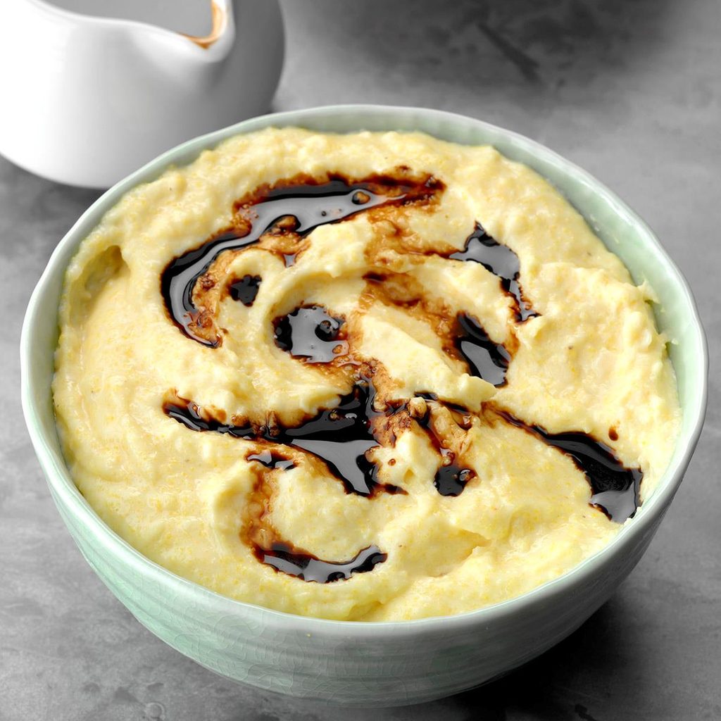 creamy polenta with balsamic glaze