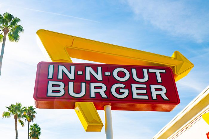 In-N-Out Burger on Sunset BLVD in Hollywood California on a sunny day