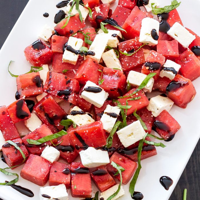 Grilled watermelon feta basil salad