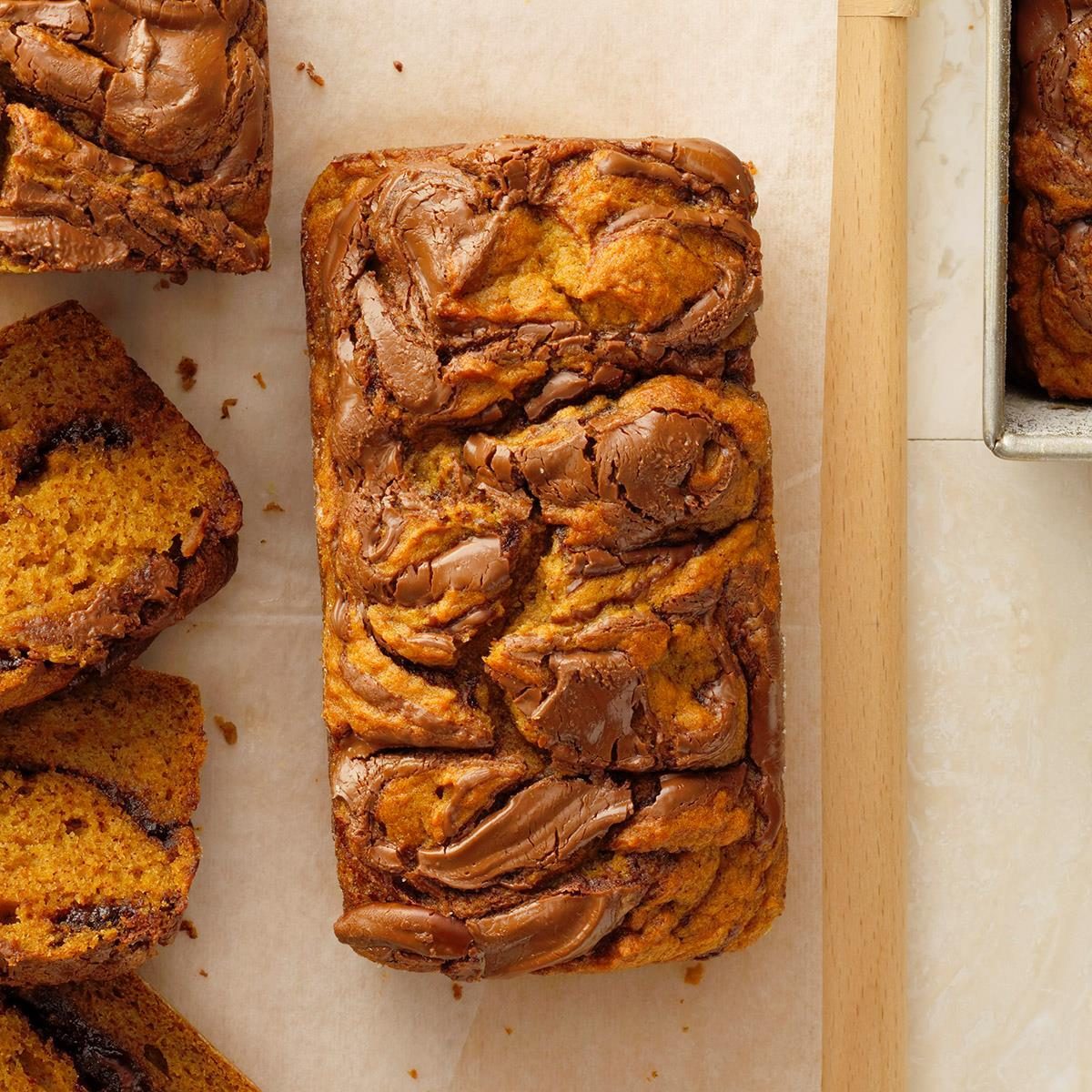 Pumpkin Bread with Nutella Swirl