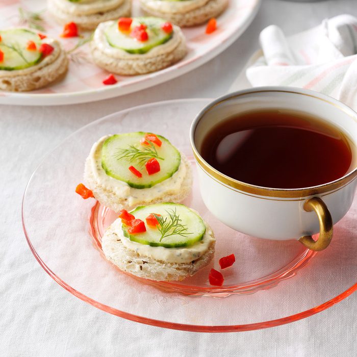 Finger Sandwiches With Cup Of Tea