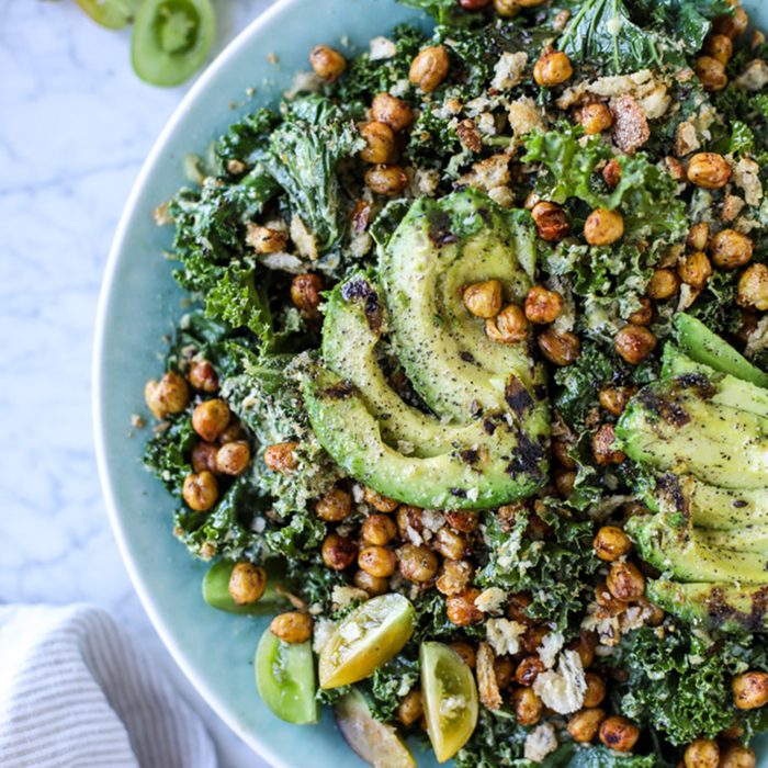 Grilled kale salad