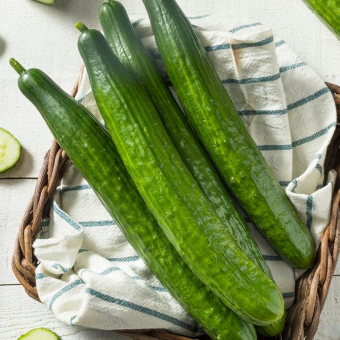 Healthy Organic Green English Cucumbers Ready to Eat; Shutterstock ID 1058462660